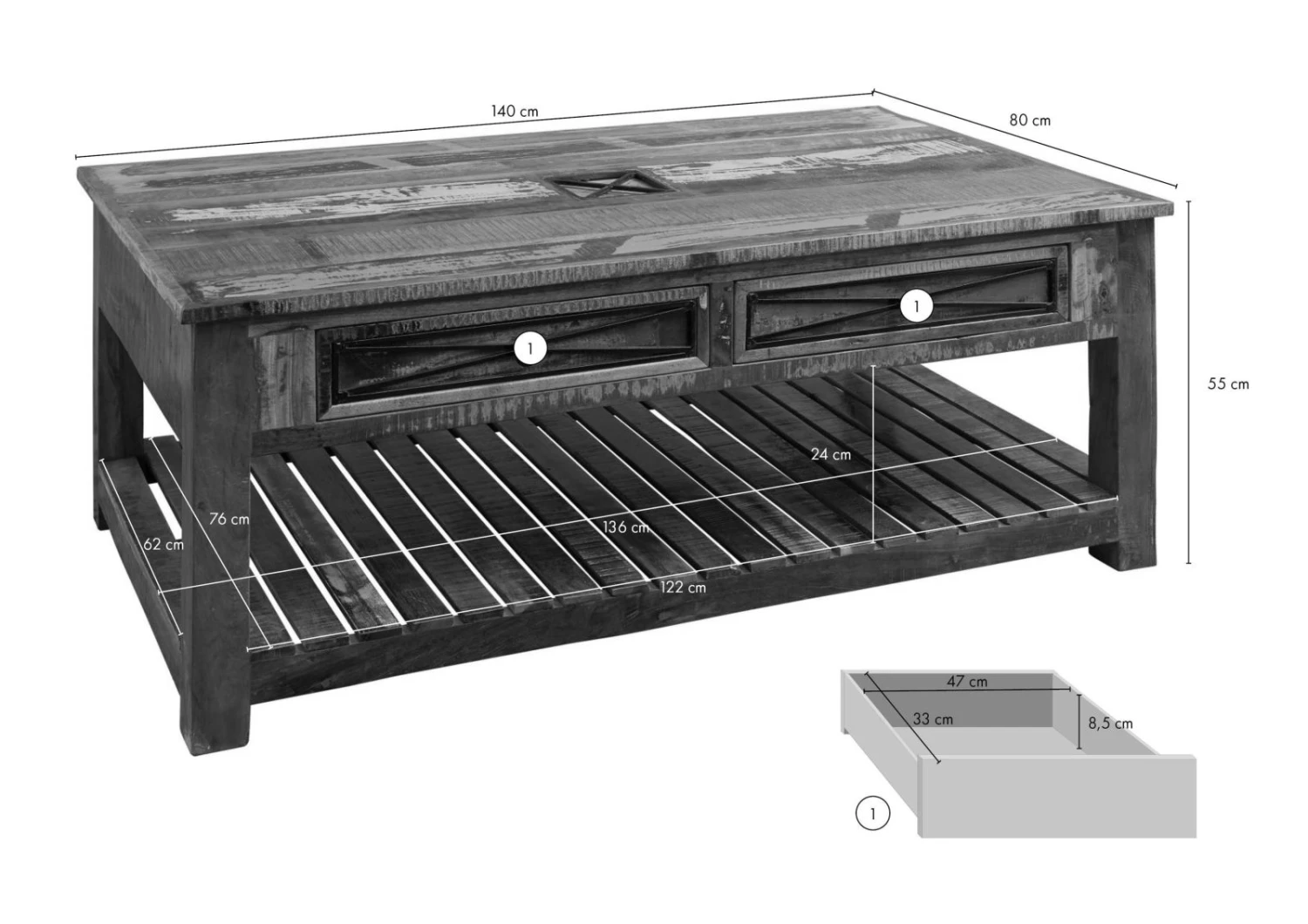 Table Basse 140x80 Bois De Récupération Laqué Multicolore NATURE OF SPIRIT #108 6 Table Basse 140x80 Bois De Récupération Laqué Multicolore NATURE OF SPIRIT #108 – Image 6
