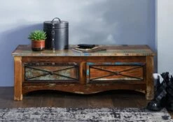 Banc D'entrée 120x45 Bois De Récupération Laqué Multicolore NATURE OF SPIRIT #110 -Massivmoebel24 09 200 700 0011 3