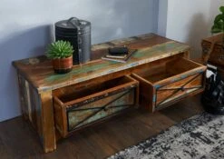 Banc D'entrée 120x45 Bois De Récupération Laqué Multicolore NATURE OF SPIRIT #110 -Massivmoebel24 09 200 700 0011 4