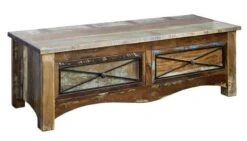 Banc D'entrée 120x45 Bois De Récupération Laqué Multicolore NATURE OF SPIRIT #110 -Massivmoebel24 09 200 700 0011 5