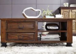 Table Basse 115x60 Palissandre Laqué Brun NEW BOSTON #204 -Massivmoebel24 09 200 740 0142 4