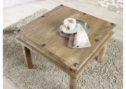 Table Basse 60x60 Palissandre Huilé Gris Taupe LEEDS #26 -Massivmoebel24 09 200 750 0731 3