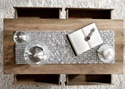 Table Basse 110x50 Palissandre Huilé Gris Taupe LEEDS #44 -Massivmoebel24 09 200 750 0765 5