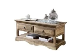 Table Basse 110x50 Palissandre Huilé Gris Taupe LEEDS #44 -Massivmoebel24 09 200 750 0765 9