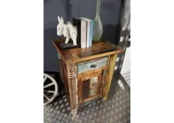 Table De Nuit 50x42 Bois De Récupération Laqué Multicolore FABLE #03 10 Table De Nuit 50x42 Bois De Récupération Laqué Multicolore FABLE #03 -Massivmoebel24 09 200 751 0003 3