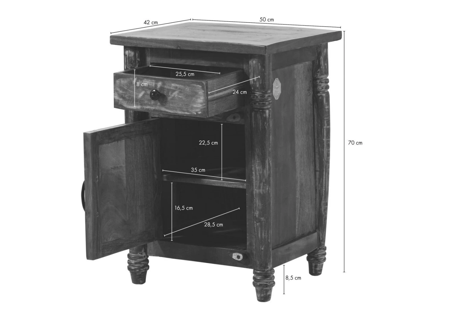 Table De Nuit 50x42 Bois De Récupération Laqué Multicolore FABLE #03 7 Table De Nuit 50x42 Bois De Récupération Laqué Multicolore FABLE #03 – Image 7