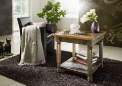 Table Basse 60x60 Bois De Récupération Laqué Multicolore FABLE #14