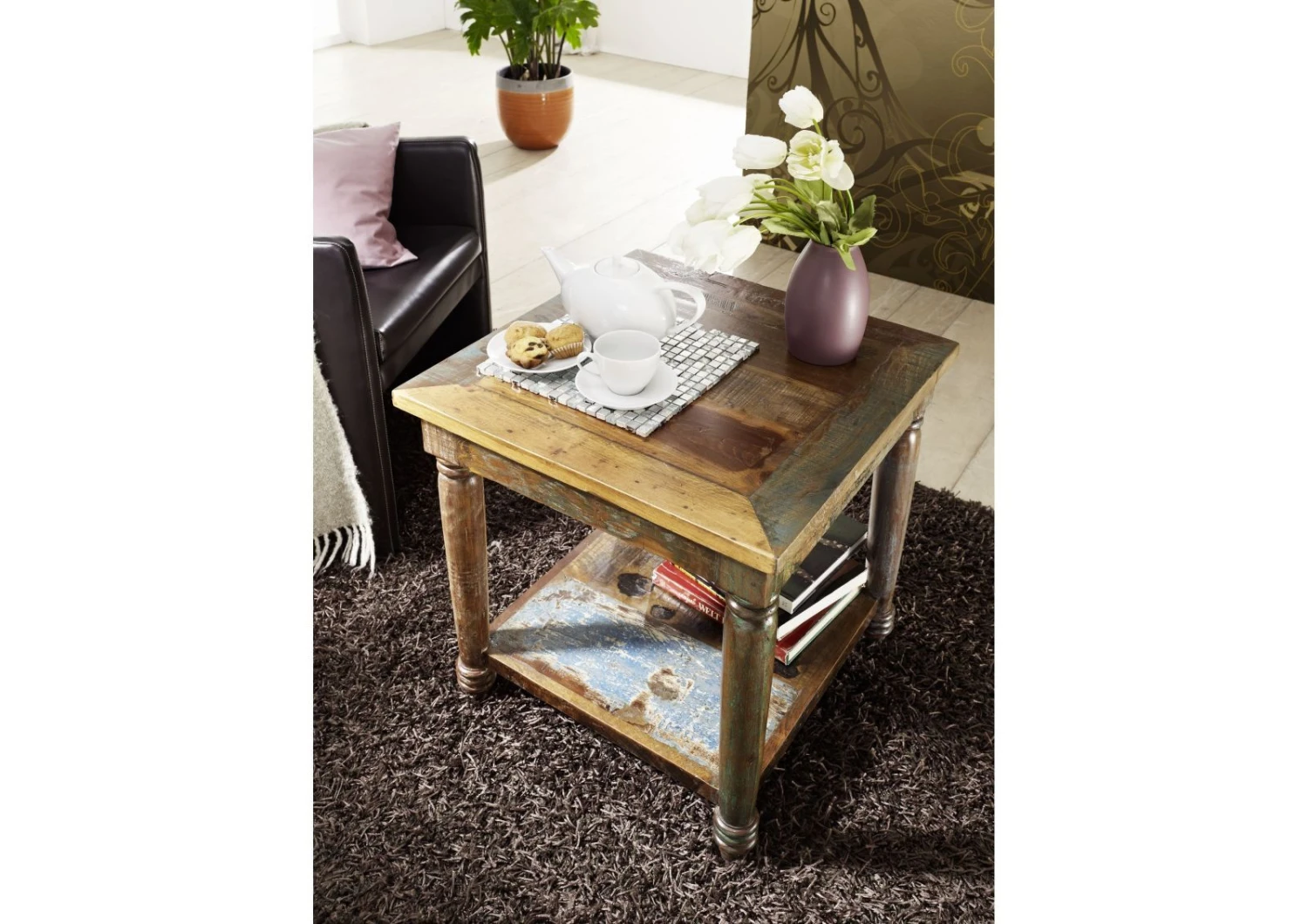 Table Basse 60x60 Bois De Récupération Laqué Multicolore FABLE #14 2 Table Basse 60x60 Bois De Récupération Laqué Multicolore FABLE #14 – Image 2