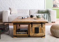 Table Basse 90x90x45 En Bois De Manguier Naturel Laqué RAILWAY #1006 12 Table Basse 90x90x45 En Bois De Manguier Naturel Laqué RAILWAY #1006 -Massivmoebel24 09 200 772 0106 03