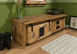 Table Basse En Bois De Manguier Laqué Naturel RAILWAY #1011