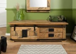 Table Basse En Bois De Manguier Laqué Naturel RAILWAY #1011 -Massivmoebel24 09 200 772 0111 03