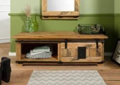 Table Basse En Bois De Manguier Laqué Naturel RAILWAY #1011 -Massivmoebel24 09 200 772 0111 04