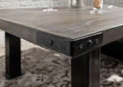 Table Basse 110x80 Manguier Laqué Gris RAILWAY #205 -Massivmoebel24 09 200 772 1006 6