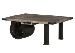 Table Basse 110x80 Manguier Laqué Gris RAILWAY #205 -Massivmoebel24 09 200 772 1006 9