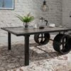 Table Basse 110x80 Manguier Laqué Gris RAILWAY #233