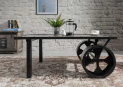 Table Basse 110x80 Manguier Laqué Gris RAILWAY #233 -Massivmoebel24 09 200 772 1027 3