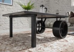 Table Basse 110x80 Manguier Laqué Gris RAILWAY #233 -Massivmoebel24 09 200 772 1027 4