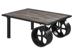 Table Basse 110x80 Manguier Laqué Gris RAILWAY #233 -Massivmoebel24 09 200 772 1027 9