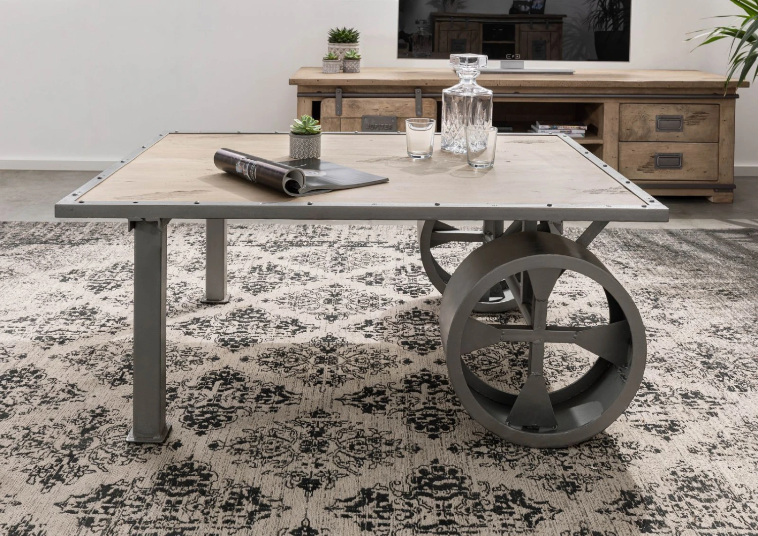 Table Basse 110x80 Manguier Laqué Blanchi RAILWAY #333 3 Table Basse 110x80 Manguier Laqué Blanchi RAILWAY #333 – Image 3