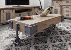 Table Basse 120x60 Manguier Laqué Blanchi RAILWAY #360