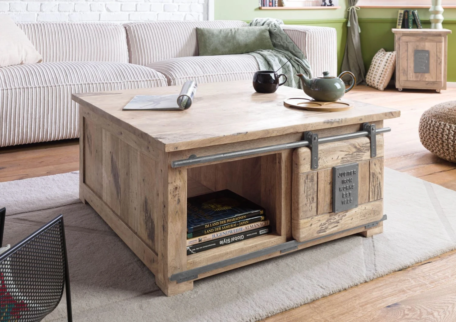 Table De Salle à Manger En Bois De Manguier 90x90x45, Vernis Beige, RAILWAY #3006 1 Table De Salle à Manger En Bois De Manguier 90x90x45, Vernis Beige, RAILWAY #3006