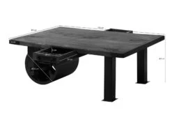Table Basse 110x80 Manguier Laqué Gris RAILWAY #205 -Massivmoebel24 09 200 772 3006 08