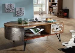Table Basse 120x60 Bois De Récupération Laqué Multicolore LIVERPOOL #34