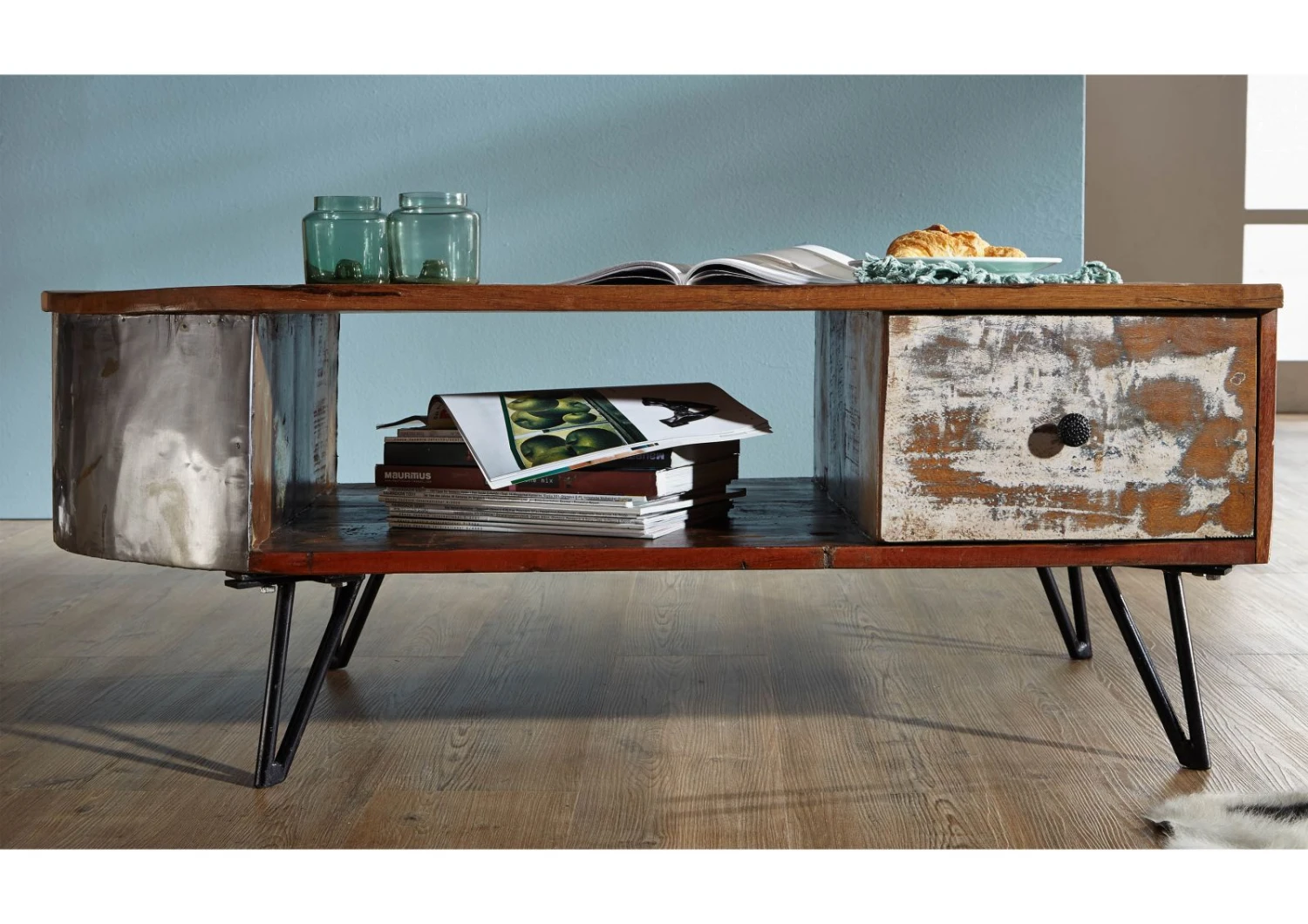 Table Basse 120x60 Bois De Récupération Laqué Multicolore LIVERPOOL #34 2 Table Basse 120x60 Bois De Récupération Laqué Multicolore LIVERPOOL #34 – Image 2