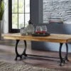 Table Basse 120x60 Bois De Récupération Laqué Bois Naturel INDUSTRIAL #35
