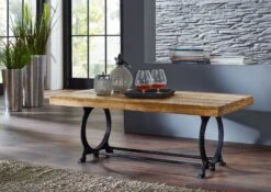 Table Basse 120x60 Bois De Récupération Laqué Bois Naturel INDUSTRIAL #35