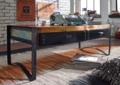 Table Basse 120x60 Bois De Récupération Laqué Multicolore INDUSTRIAL #48 -Massivmoebel24 09 200 811 0045 4