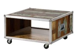 Table Basse 80x80 Bois De Récupération Laqué Multicolore INDUSTRIAL #101 -Massivmoebel24 09 200 816 0001 9