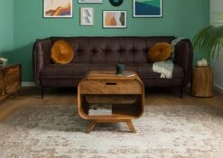 Table Basse En Bois De Sheesham 60x50x50 Marron Clair Laqué MAILAND #130