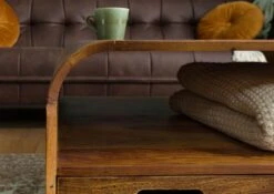 Table Basse En Bois De Sheesham 70x70x50 Marron Clair Laqué MAILAND #132 -Massivmoebel24 09 200 875 0132 05