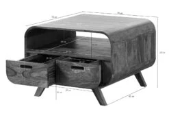 Table Basse En Bois De Sheesham 70x70x50 Marron Clair Laqué MAILAND #132 -Massivmoebel24 09 200 875 0132 08