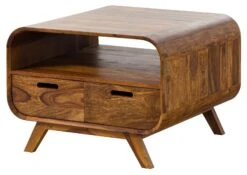 Table Basse En Bois De Sheesham 70x70x50 Marron Clair Laqué MAILAND #132 -Massivmoebel24 09 200 875 0132 09