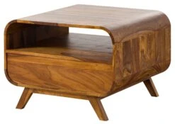 Table Basse En Bois De Sheesham 70x70x50 Marron Clair Laqué MAILAND #132 -Massivmoebel24 09 200 875 0132 10