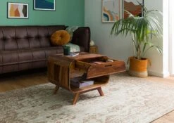 Table Basse En Bois De Sheesham 60x50x50 Marron Foncé Laqué MAILAND #230 -Massivmoebel24 09 200 875 1130 04