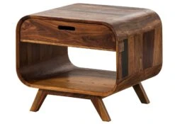 Table Basse En Bois De Sheesham 60x50x50 Marron Foncé Laqué MAILAND #230 -Massivmoebel24 09 200 875 1130 09