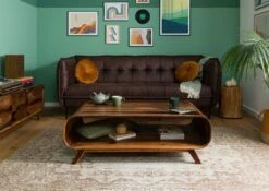 Table Basse En Bois De Sheesham 120x70x40 Marron Foncé Laqué MAILAND #234