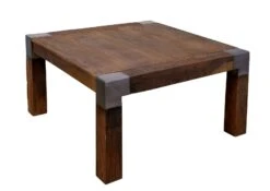 Table Basse 85x85 Manguier Laqué Brun AMSTERDAM #19 -Massivmoebel24 09 200 877 0019 9