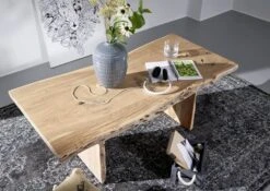 Table Basse 120x60 Acacia Laqué Bois Naturel PURE ACACIA #307 -Massivmoebel24 09 200 886 3007 3