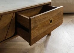 Table Basse Manguier 100x60x45 Marron Huilé / Marbre Véritable LOS ANGELES #05 -Massivmoebel24 09 200 891 0105 05