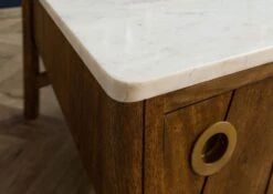 Table Basse Manguier 100x60x45 Marron Huilé / Marbre Véritable LOS ANGELES #05 -Massivmoebel24 09 200 891 0105 06