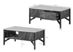 Table Basse Manguier 100x60x45 Marron Huilé / Marbre Véritable LOS ANGELES #05 -Massivmoebel24 09 200 891 0105 08