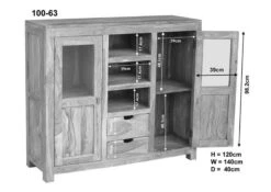 Buffet 140x40 Palissandre Huilé Gris Taupe NATURE GREY #63 12 Buffet 140x40 Palissandre Huilé Gris Taupe NATURE GREY #63 -Massivmoebel24 09 310 550 0063 8