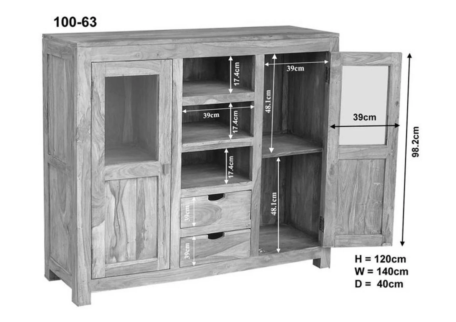 Buffet 140x40 Palissandre Huilé Gris Taupe NATURE GREY #63 6 Buffet 140x40 Palissandre Huilé Gris Taupe NATURE GREY #63 – Image 6