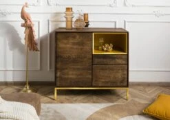 Commode 90x45x85 Bois De Manguier Marron Huilé CHICAGO # 108