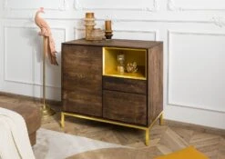 Commode 90x45x85 Bois De Manguier Marron Huilé CHICAGO # 108 -Massivmoebel24 09 310 695 1008 3