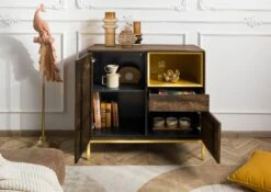 Commode 90x45x85 Bois De Manguier Marron Huilé CHICAGO # 108 -Massivmoebel24 09 310 695 1008 4